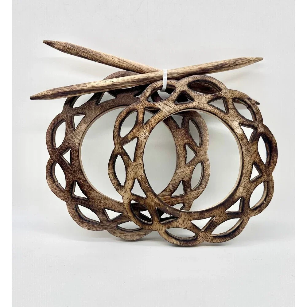 New Carved Wooden Curtain Brooch Tieback, with a matching stick pin